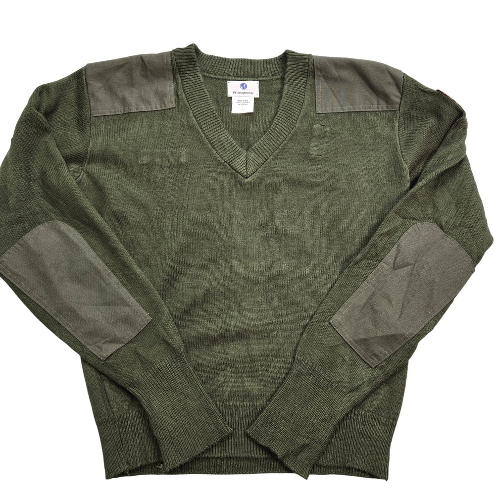 VF Imagewear Sweater Mens L Green V-Neck Pullover Embroidered Heavyweight